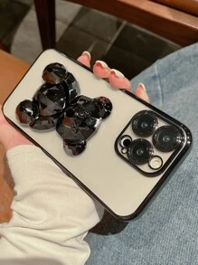 Funda de celular transparente con con diseño de oso Soporte para teléfono - Negro - Ver 2