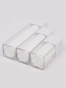 1pc Square Transparent Travel Pressure Pump Bottle For Skincare Or Cleanser, Portable Plastic Vacuum Bottle - White - View 3