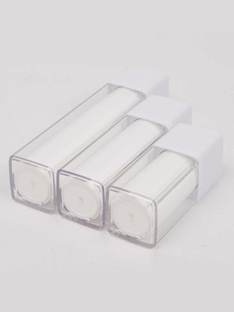 1pc Square Transparent Travel Pressure Pump Bottle For Skincare Or Cleanser, Portable Plastic Vacuum Bottle