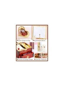 Musical Jewelry Box With Classic Rotating Ballerina Dancer, Necklace & Ring Storage Organizer With Mirror For Women Girls - White - View 3