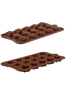 1pc Silicone Chocolate Mold, Flower Design Candy Mold For Baking - Chocolate Brown - View 3