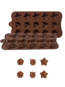 1pc Silicone Chocolate Mold, Flower Design Candy Mold For Baking - Chocolate Brown - View 5