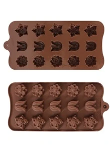 1pc Silicone Chocolate Mold, Flower Design Candy Mold For Baking - Chocolate Brown - View 2