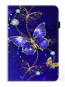 GLANDOTU Tablet Hülle kompatibel mit Samsung iPad Tablet PU Leder Multi Winkel Stand Folio Hülle, blauer Schmetterling