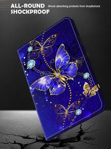 GLANDOTU Tablet Hülle kompatibel mit Samsung iPad Tablet PU Leder Multi Winkel Stand Folio Hülle, blauer Schmetterling