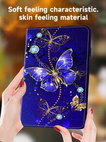 GLANDOTU Tablet Hülle kompatibel mit Samsung iPad Tablet PU Leder Multi Winkel Stand Folio Hülle, blauer Schmetterling
