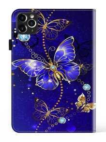 GLANDOTU Tablet Hülle kompatibel mit Samsung iPad Tablet PU Leder Multi Winkel Stand Folio Hülle, blauer Schmetterling