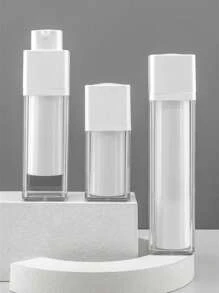 1pc Square Rotating Vacuum Press Bottle, Portable Cosmetic Sub-bottle - White - View 5