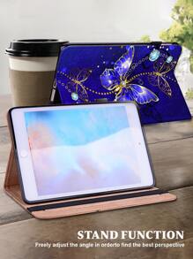 GLANDOTU Tablet Hülle kompatibel mit Samsung iPad Tablet PU Leder Multi Winkel Stand Folio Hülle, blauer Schmetterling