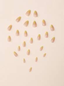 24片短椭圆形裸色渐变至柠檬黄美甲贴纸，包含摩擦条、1瓶果冻胶、1张美甲贴纸，美甲用品 - 彩色 - 查看 5