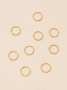 9 chiếc khuyên mũi bằng thép không gỉ, kiểu dáng đơn giản, thời trang, màu vàng đồng. - Vàng - Xem 3