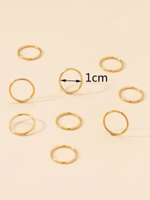 9 chiếc khuyên mũi bằng thép không gỉ, kiểu dáng đơn giản, thời trang, màu vàng đồng. - Vàng - Xem 2