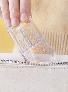 1pc Rectangle-shaped Transparent Pill Cutter, Portable Plastic Pill Box With Built-in Divider For Cutting And Sorting Medications - Clear - View 9