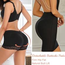 女士臀部提升內褲，附可拆式墊片，低腰性感蕾絲塑形衣，內衣