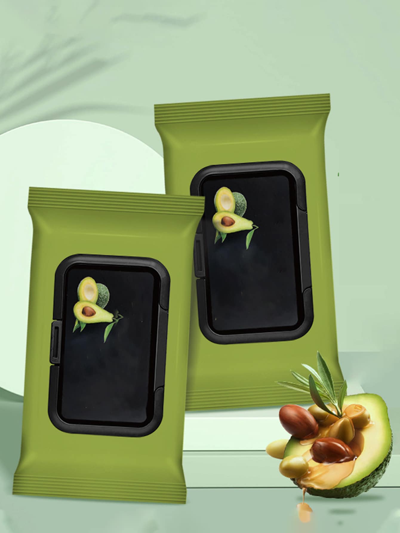 1包牛油果卸妝濕巾(萃取包裝),一次性,可攜帶,溫和潔面濕巾,不刺激,適用於女性旅行度假