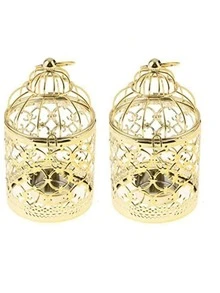 2 Pcs Metal Candle Holder,Home Decor Hanging Birdcage Lantern,Party Supplies Home Decoration Craft Candelabra