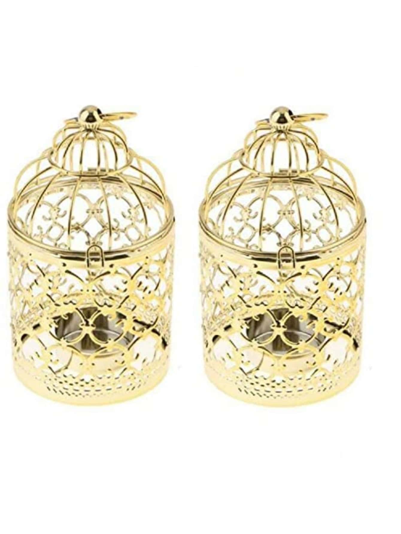 2 Pcs Metal Candle Holder,Home Decor Hanging Birdcage Lantern,Party Supplies Home Decoration Craft Candelabra