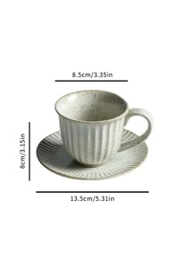 1 bộ Phong cách Nhật  Retro Creative Thô Gốm Bốn màu Cúp & Đĩa Bộ , Gốm sứ Cốc cà phê Sữa Cúp - Màu be - Xem 2