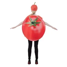1入組成人尺寸水果切片服裝蔬菜番茄角色扮演連身衣適合舞台表演 - 紅色 - 查看 3