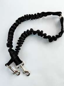 多功能彈力伸縮雙頭一拖二寵物牽引繩 - 黑色 - 查看 4