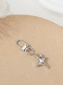 街頭時尚空心星形鋅合金鑰匙扣，適用於Y2K潮流，可用作包包、耳機配件。 - 銀色 - 查看 2