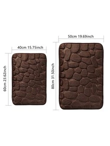 1pc Coffee Pebble Pattern Bathroom Mat, Flannel Soft Comfortable Water-absorbing Anti-slip Household Rug - coffee color - View 6