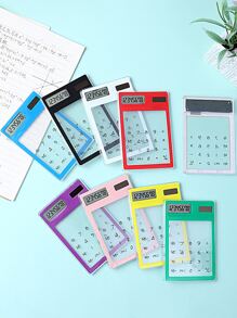 創意太陽能透明計算器迷你可愛卡計算器帶觸控式螢幕適用於學生便攜節日商業禮品1入組 - 白色 - 查看 1