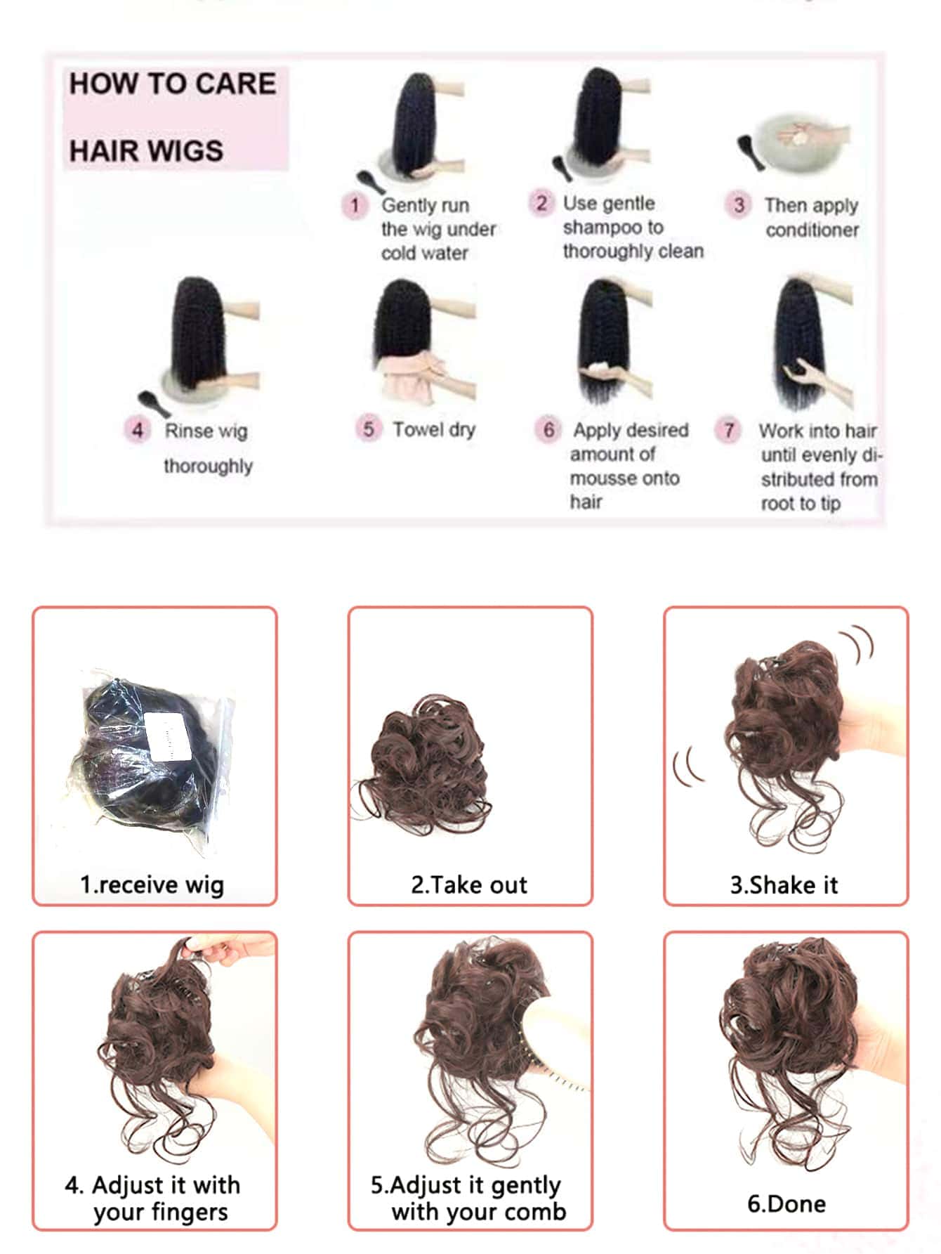 1入組爪夾髮髻凌亂髮髻短捲髮小圓麵包巧克力棕色的 - 巧克力棕 - 查看 7