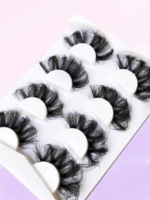 Asiteo 4 Pairs/Pack Thick Curly Fluffy Volume False Eyelashes Mink Lashes Cat-Eye Look Wispy Long 25mm 8D Volume Fake Eyelash Strips Foxy Eye Lifting Look Extension Full Eyelash Strip To Lengthen And Volumize The Outer Corner Of Your Eye For Beauty Makeup - 黑色 - 查看 3