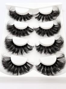 Asiteo 20對/包濃密卷曲蓬鬆捲翹假睫毛,貂毛假睫毛,貓眼眼妝狐狸眼拉長假睫毛,美妝必備的8d卷翹假睫毛條,增長和加厚眼角,打造美麗妝容 - 黑色 - 查看 1
