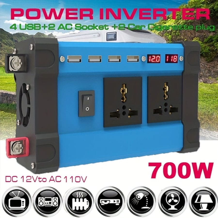 700W Power Inverter DC 12V to AC 110V Car Inverter with 2 Universal