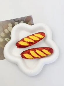 2入組逼真手工製作麵包造型髮夾,誇張法棍&麵包側夾適用於頭髮裝飾用品 - 彩色 - 查看 8