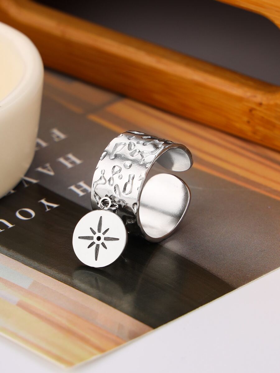 1pc Fashion Stainless Steel Star Ring - Multicolor - View 1