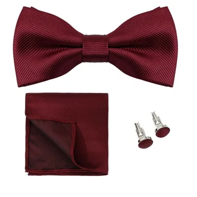 Men's Tie Set Solid Color Tie Pocket Square Cufflinks Set, Great Gift For Boyfriend, Meeting Banquet Performance Necktie Set Christmas