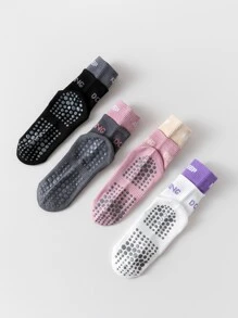 Sports Outdoor 4 Pairs ,Yoga Socks For Women Non-Slip Grips & Straps, Ideal For Pilates, Pure Barre, Ballet, Dance, Barefoot Workout