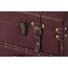 COZAYH Vintage Chest Bench With Latch Closure And Buckle Trunk, Farmhouse Mid-Century Faux Leather Storage Ottoman Bench For Living Room, Entryway, Bedroom, Sponge Padded - Burgundy Red - View 8