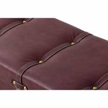 COZAYH Vintage Chest Bench With Latch Closure And Buckle Trunk, Farmhouse Mid-Century Faux Leather Storage Ottoman Bench For Living Room, Entryway, Bedroom, Sponge Padded - Burgundy Red - View 9