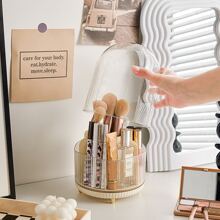 1 件 360 度旋转化妆刷收纳盒、多功能透明化妆品收纳盒、浴室台面配件、可拆卸隔层、办公文具用品、学生笔筒、房间、家居、卧室、浴室、房子、粉色房间、客厅装饰、旅行用品、礼品袋、送给妈妈、爸爸、男士、朋友、老师、生日、婚礼、书桌、架子、配件、礼品盒、有趣的礼物、存储、化妆刷架 - 米色 - 查看 2