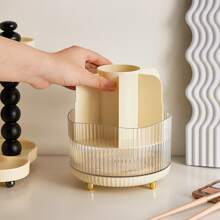 1 件 360 度旋转化妆刷收纳盒、多功能透明化妆品收纳盒、浴室台面配件、可拆卸隔层、办公文具用品、学生笔筒、房间、家居、卧室、浴室、房子、粉色房间、客厅装饰、旅行用品、礼品袋、送给妈妈、爸爸、男士、朋友、老师、生日、婚礼、书桌、架子、配件、礼品盒、有趣的礼物、存储、化妆刷架 - 米色 - 查看 4