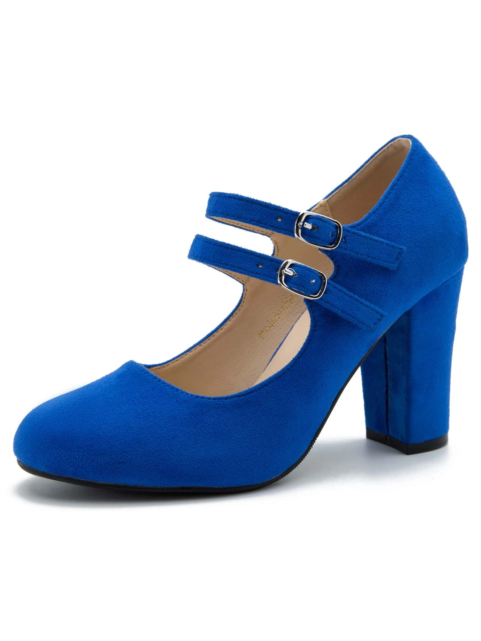 Women s Mary Jane Dress Shoes Double Strap Closed Round Toe Block High Heel Pumps SHEIN USA