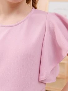 Girls Butterfly Sleeve Dress - Mauve Purple - View 7