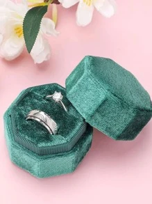 1pc Solid Colored Portable Ring Storage Box - Green - View 3