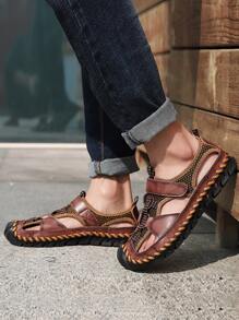 2023 Mùa Hè Mới Nam Thoáng Khí Giày Đi Biển, Bao Mũi Giày Xăng Đan Chống Thấm Nước Đôi Dép Size Lớn 47 - màu nâu - Xem 1