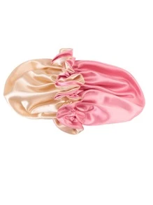 Touca de Dormir de Spandex de 2 Camadas com Bloco de Cor, Touca de Peruca, Touca de Seda e Touca de Cetim