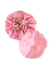 Touca de Dormir de Spandex de 2 Camadas com Bloco de Cor, Touca de Peruca, Touca de Seda e Touca de Cetim