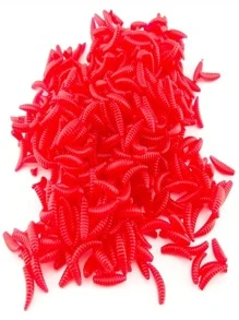 1 盒/100 件紅色矽膠蛆魚餌軟餌,魚餌 - 紅色 - 查看 3