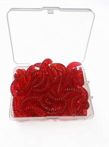 1 盒/100 件紅色矽膠蛆魚餌軟餌,魚餌 - 紅色 - 查看 1