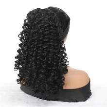 合成假髮黑色馬尾辮綁帶包裹馬尾延長14寸自然小波紋短卷馬尾適合女日常使用 - 黑色 - 查看 5