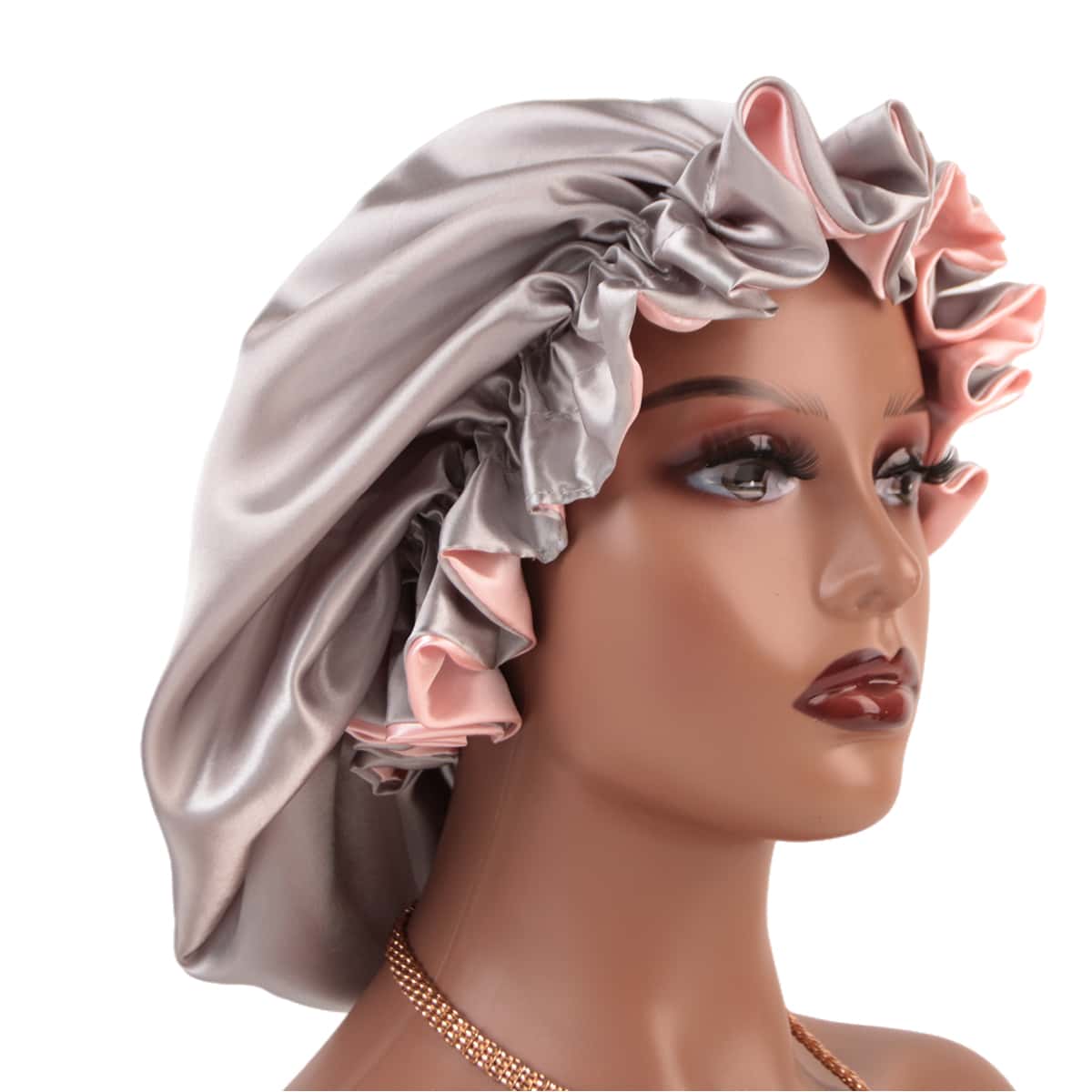 Double-Layer Patchwork Spandex Sleeping Cap Wig Cap Silk Bonnet Satin Bonnet Sleep Bonnet