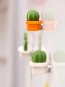 6pcs Cactus Shaped Fridge Magnet, Random Color, 3d Plant Pot Design, Memo Note, Message Board, Iron Attraction Best Gifts - Multicolor - View 8
